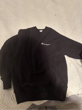 Champion Black Crewneck Sweatshirt with Script Logo